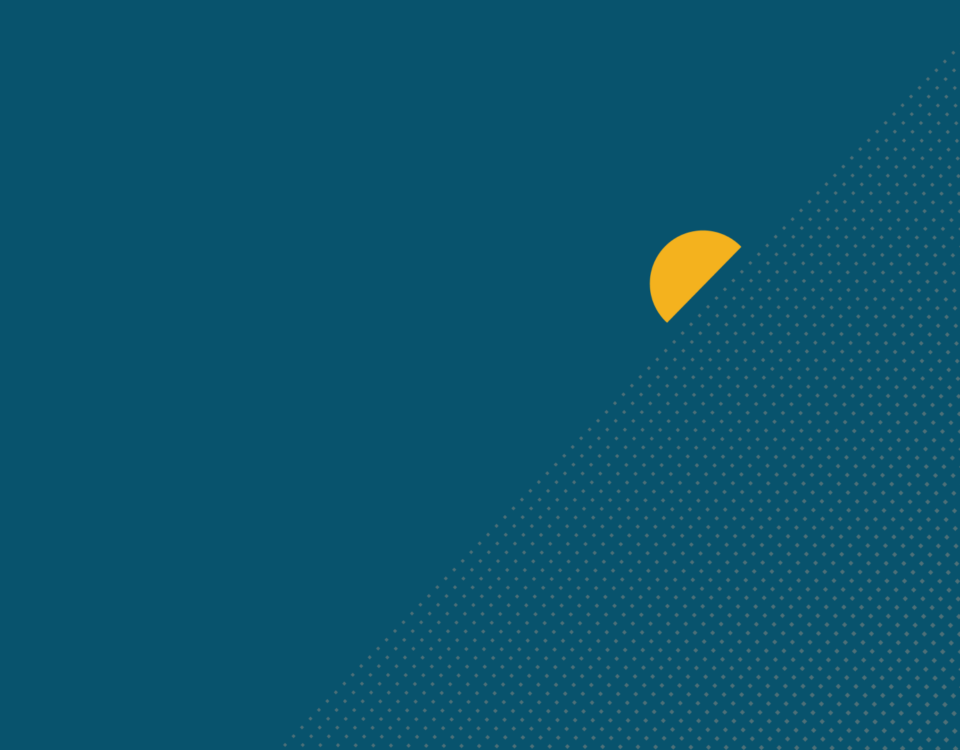 A dark blue background with abstract treatment of grey dots and a yellow half circle